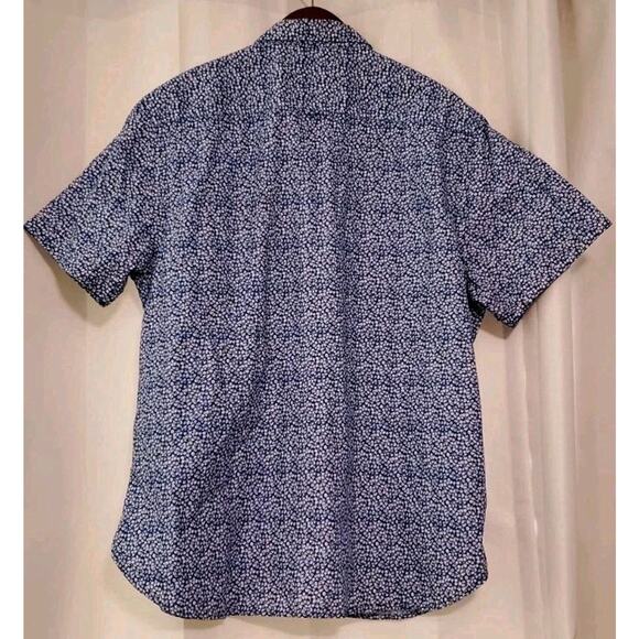 Men's XL Denim & Flowers Blue White Floral Button-down Shortsleeved Shirt Tags - Picture 3 of 15